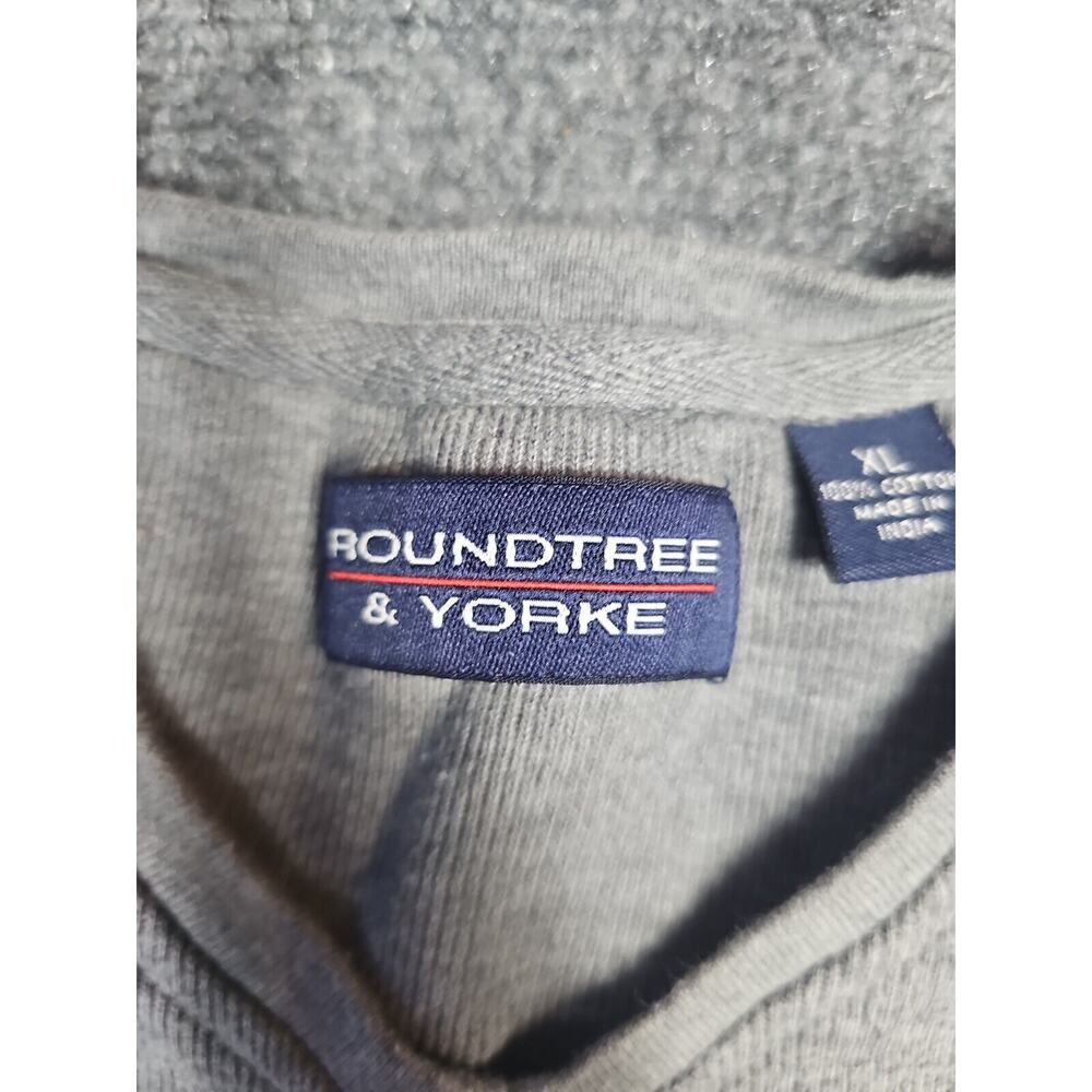 Roundtree Yorke Mens XL V-Neck Gray/White Sweatshirt Stripe - Picture 3 of 7